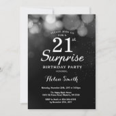 Silver Glitter Surprise 21e verjaardag uitnodiging (Voorkant)