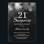 Silver Glitter Surprise 21e verjaardag uitnodiging<br><div class="desc">Silver Glitter Surprise 21st Birthday Invitation Kaart. Verjaardag voor volwassenen. Zilveren Glitter Bokeh Achtergrond. 13e 15e 16e 18e 10e 21e 30e 40e 50e 60e 70e 80e 90e 100e. Elke leeftijd. Voor verdere aanpassing klikt u op de knop "Aanpassen" en gebruikt u onze ontwerptool om deze sjabloon te wijzigen.</div>