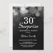 Silver Glitter Surprise 30e verjaardag uitnodiging (Voorkant)
