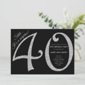 Silver Glitter Surprise 40th Birthday Party Kaart (Staand voorkant)