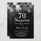 Silver Glitter Surprise 70e verjaardag uitnodiging (Voorkant / Achterkant)