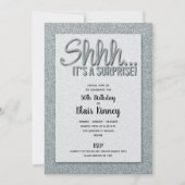 Silver Glitter SURPRISE Birthday Invitations (Voorkant)