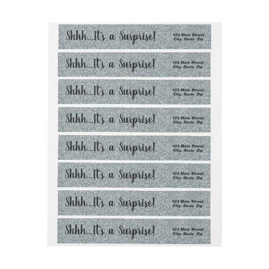 SILVER Glitter SURPRISE Wrap de Etiketten van het (Vel)