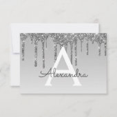 Silver Glitter Sweet 16 Save the Date Kaart (Voorkant)