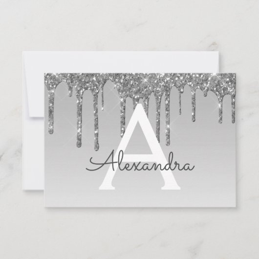 Silver Glitter Sweet 16 Save the Date Kaart (Voorkant)