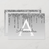 Silver Glitter Sweet 16 Save the Date Kaart (Voorkant / Achterkant)