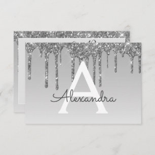 Silver Glitter Sweet 16 Save the Date Kaart