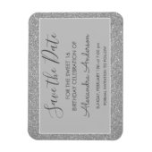Silver Glitter Sweet 16 Save the Date Magneet (Verticaal)