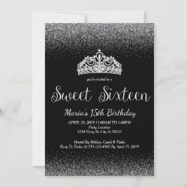 Silver Glitter, Sweet 16 Uitnodigingen