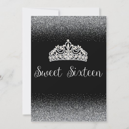 Silver Glitter, Sweet 16 Uitnodigingen (Achterkant)