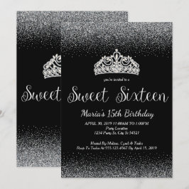 Silver Glitter, Sweet 16 Uitnodigingen