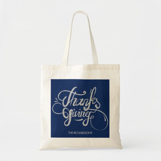 Silver Glitter Text Design - Thanksgiving Tote Bag (Voorkant)