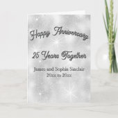 Silver Glitter Texture 25th Wedding Anniversary Kaart (Voorkant)