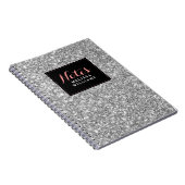 Silver Glitter Texture Black Accents Notitieboek (Rechterzijde)