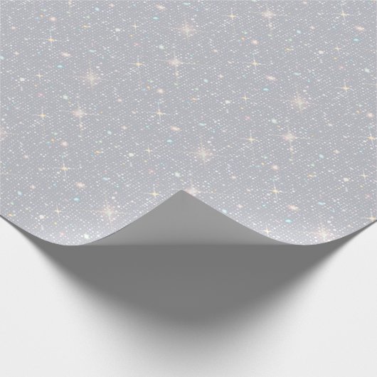 Silver Glitter Texture White Sparkling Diamond Cadeaupapier (Hoek)