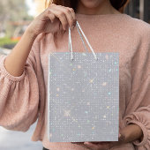 Silver Glitter Texture White Sparkling Diamond Medium Cadeauzakje