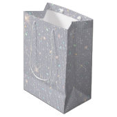 Silver Glitter Texture White Sparkling Diamond Medium Cadeauzakje (Voorkant Gekanteld)