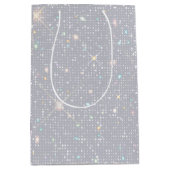 Silver Glitter Texture White Sparkling Diamond Medium Cadeauzakje (Voorkant)