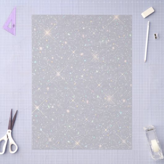 Silver Glitter Texture White Sparkling Diamond Tissuepapier (Craft)