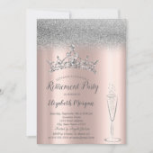 Silver Glitter Tiara Glass Roos Gold Pensioen Kaart (Voorkant)