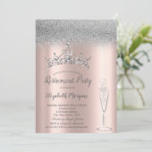 Silver Glitter Tiara Glass Roos Gold Pensioen Kaart (Staand voorkant)