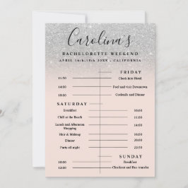 Silver glitter time line bachelorette weekend kaart