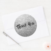 Silver Glitter Trendy Dank u Ronde Sticker (Envelop)