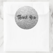 Silver Glitter Trendy Dank u Ronde Sticker (Tas)