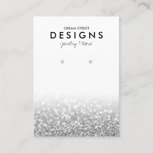 Silver Glitter Trendy Earring Display Kaart Visitekaartje