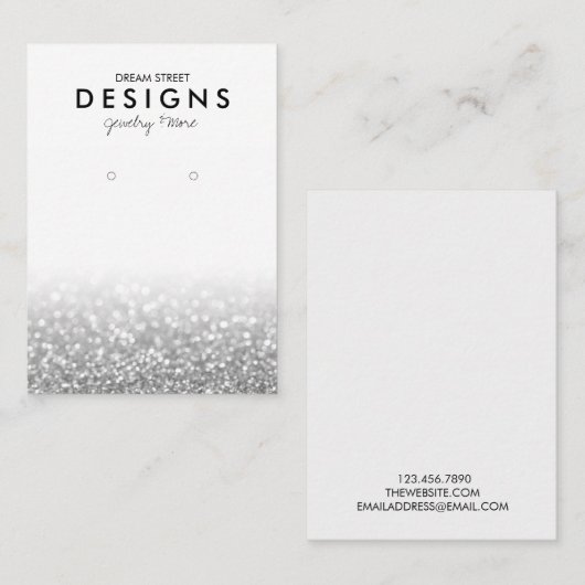 Silver Glitter Trendy Earring Display Kaart Visitekaartje (Voorkant / Achterkant)