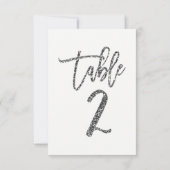 Silver Glitter Trendy Modern Script Table Number 2 Kaart (Achterkant)