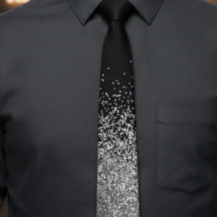 Silver Glitter Trendy Ombre Fading Stropdas
