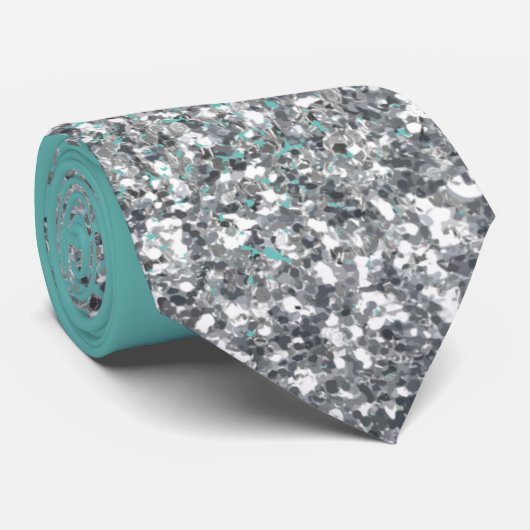 Silver Glitter Trendy Ombre Fading Stropdas (Opgerold)