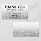 Silver Glitter Trendy Salon Dank u Visitekaartje (Voorkant / Achterkant)