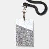 Silver Glitter trendy VIP lanyard badge douane (Achterkant met lanyard)