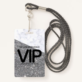 Silver Glitter trendy VIP lanyard badge douane