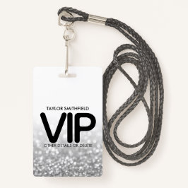 Silver Glitter trendy VIP lanyard badge douane