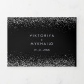 Silver Glitter Trifold Fold Wedding Uitnodiging (Cover)