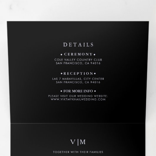 Silver Glitter Trifold Fold Wedding Uitnodiging (Binnenzijde eerst)