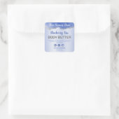 Silver Glitter Trim Blue Agaat productetiketten Vierkante Sticker (Tas)