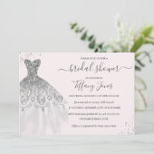 Silver Glitter Trouwjurk Roze Vrijgezellenfeest Kaart (Staand voorkant)