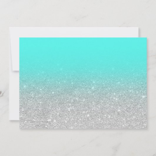 Silver glitter turkooise chic foto afstuderen kaart (Achterkant)