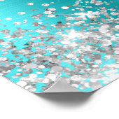 Silver Glitter Turqouise Blue Foil Bridal Shower Poster (Hoek)