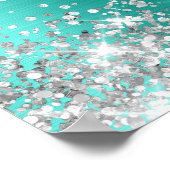 Silver Glitter Turqouise Foil Bridal Shower Poster (Hoek)