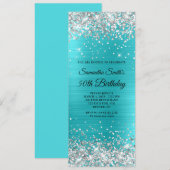 Silver Glitter Turquoise Blue Folie 50th Birthday Kaart (Voorkant / Achterkant)
