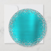Silver Glitter Turquoise Blue Folie 50th Birthday Kaart (Achterkant)