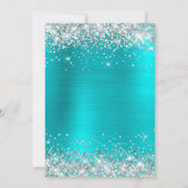 Silver Glitter Turquoise Blue Folie Birthday Kaart (Achterkant)