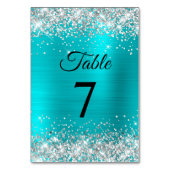 Silver Glitter Turquoise Blue Folie Elegant Kaart (Achterkant)