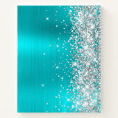 Silver Glitter Turquoise Blue Folie Girly Signatur Notitieboek (Achterkant)