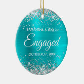 Silver Glitter Turquoise Blue-Folie Keramisch Ornament (Rechts)